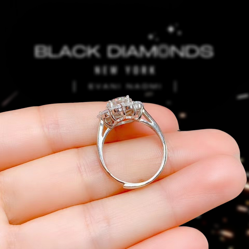 3.0 Ct Round Cut Crackling Diamond Flower Halo Engagement Ring