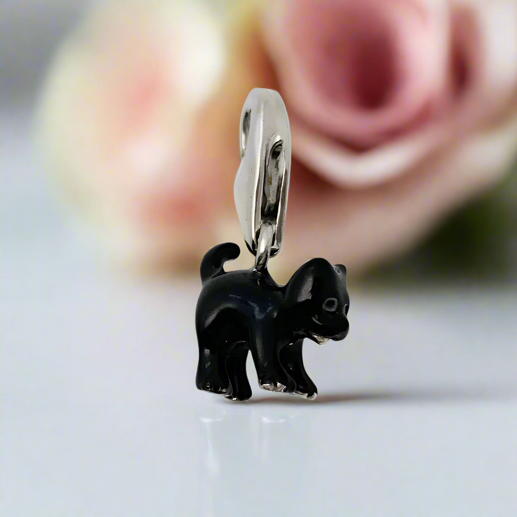 Black Cat Enamel Charm Pendant