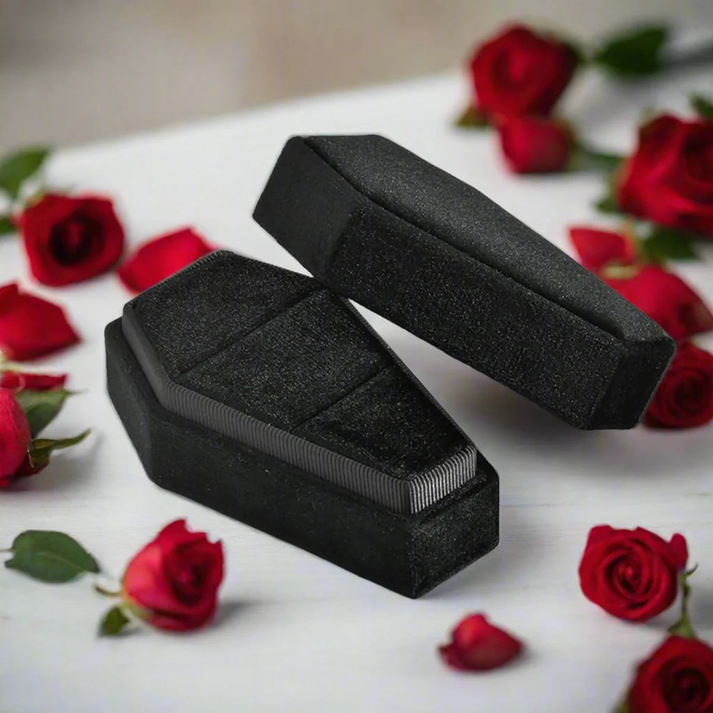 Married Till Buried Personalized Coffin Ring Box