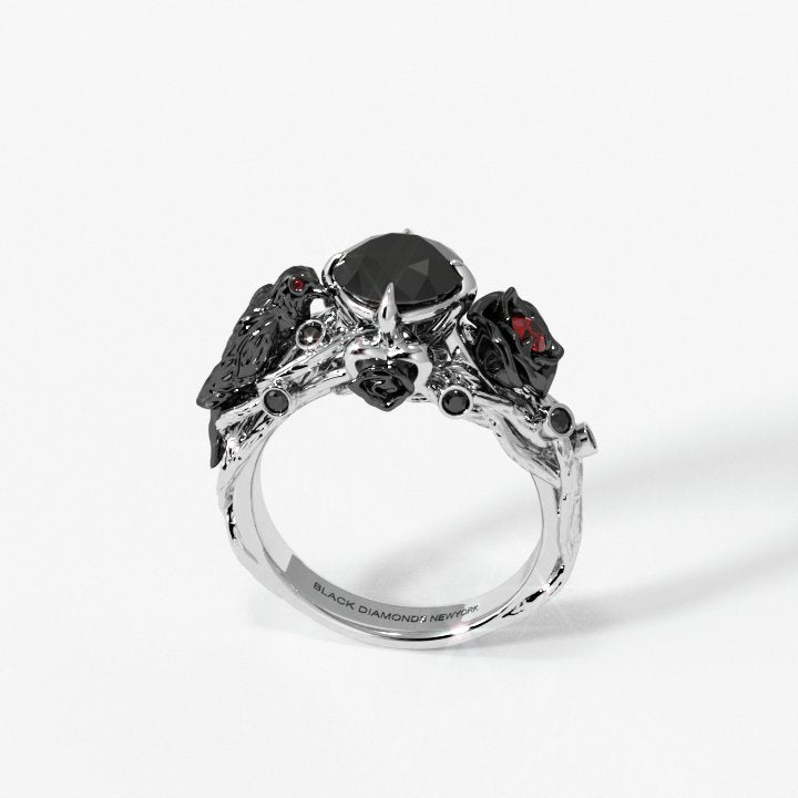 Black Crow- 1.25 Carat Diamond Gothic Wedding Ring