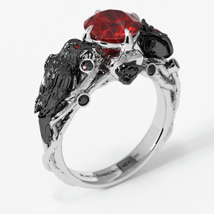 Black Crow- 1.25 Carat Diamond Gothic Wedding Ring
