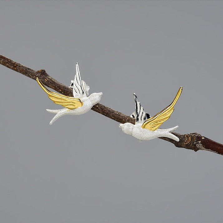 Flying Swallows Stud Earrings