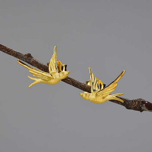 Flying Swallows Stud Earrings