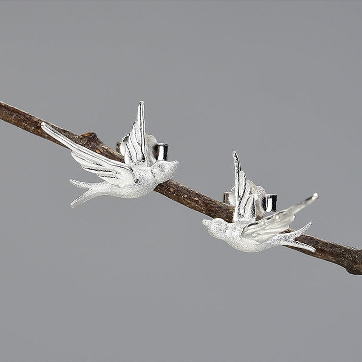 Flying Swallows Stud Earrings