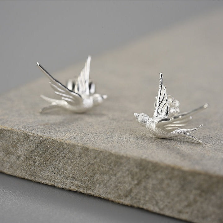 Flying Swallows Stud Earrings
