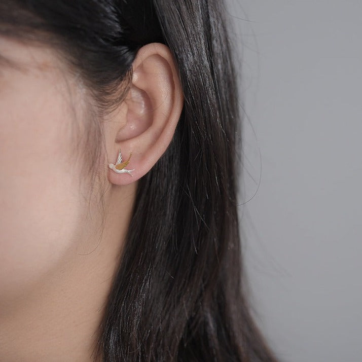 Flying Swallows Stud Earrings