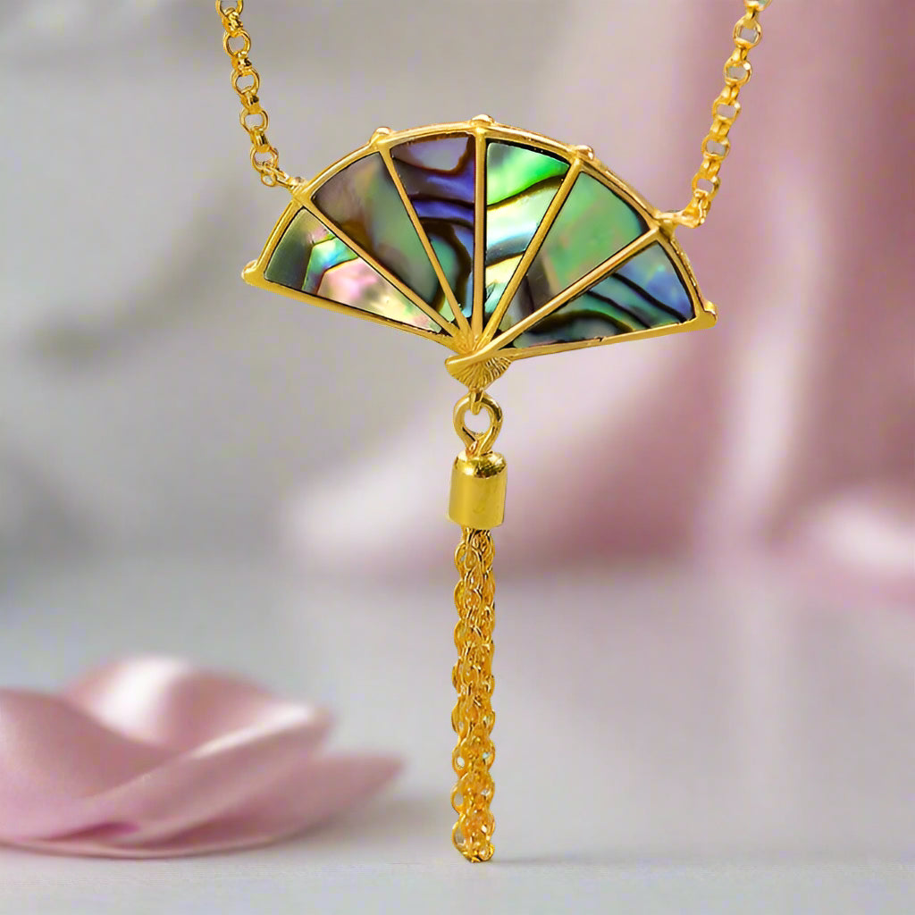 Folding Fan with Tassel Necklace