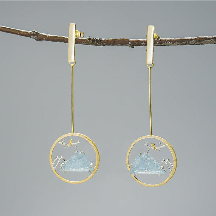 Natural Gemstone Bird Whisper Dangle Earrings