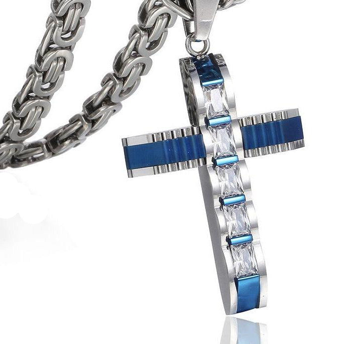 Men's Cross Byzantine Chain Necklace