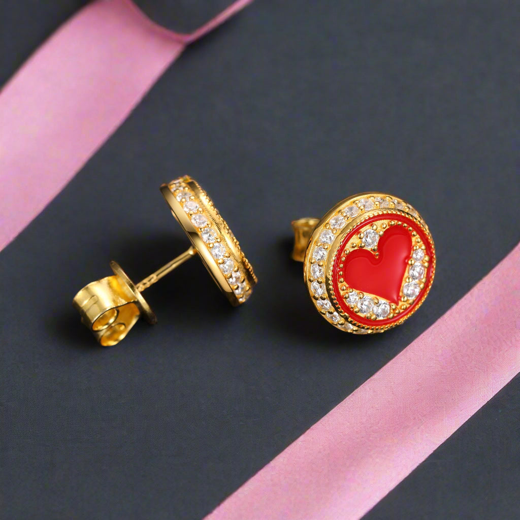 Round Poker Diamond Earrings