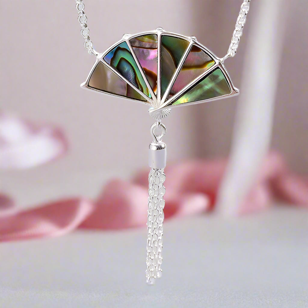 Folding Fan with Tassel Necklace