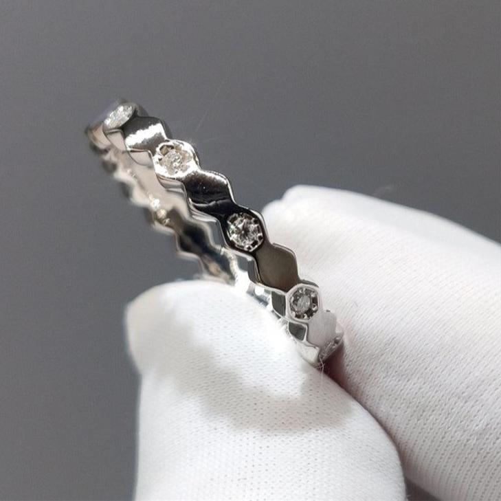 1.0 Ct Round Cut D Color Diamond Honeycomb Shape Wedding Band