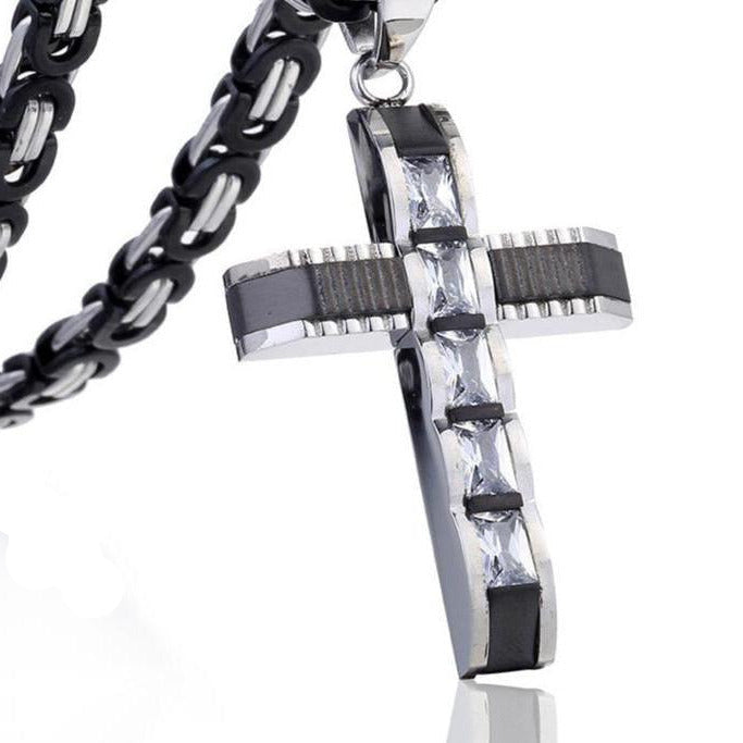 Men's Cross Byzantine Chain Necklace