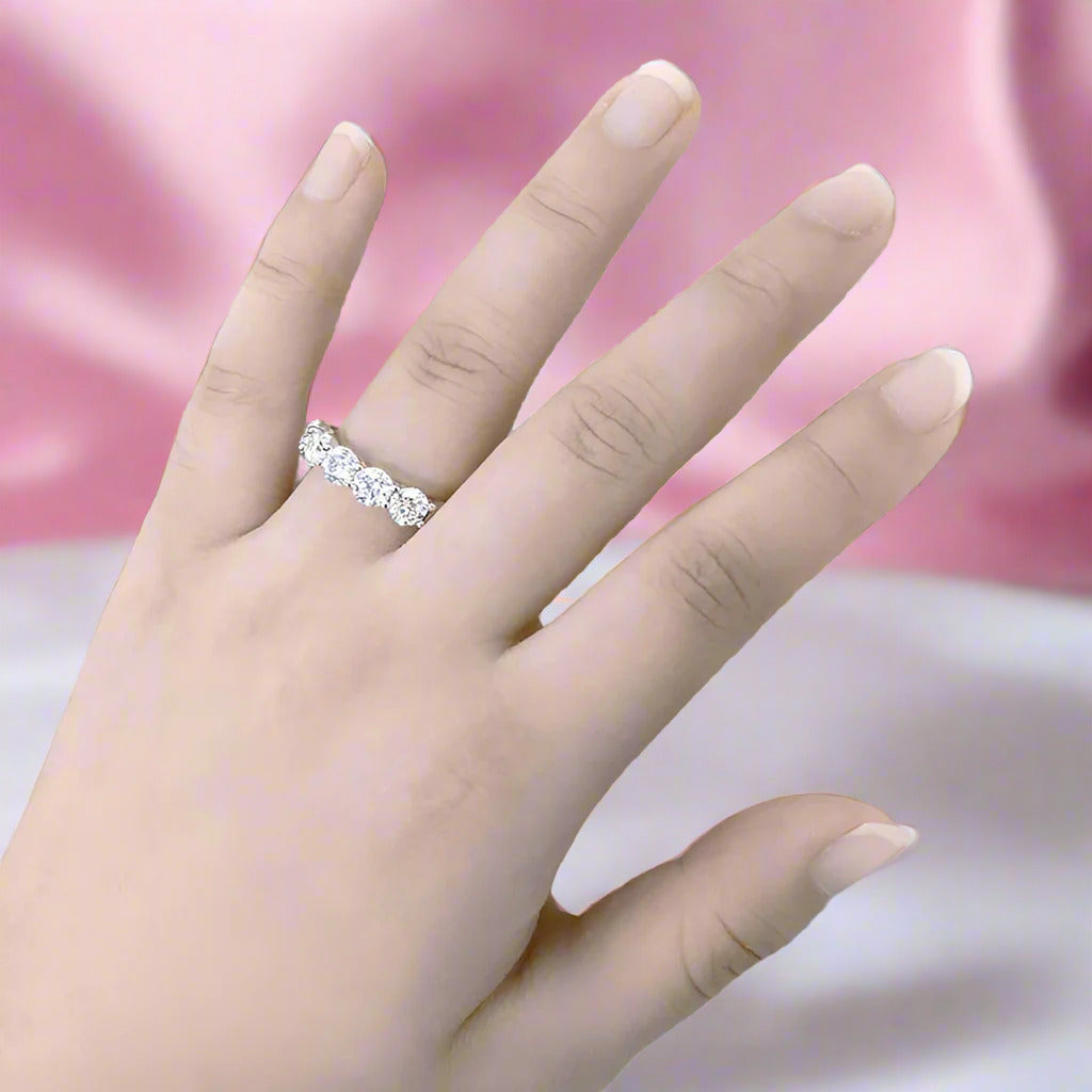 7.0 Ct 5mm Round Cut Full Eternity Diamond Wedding Band