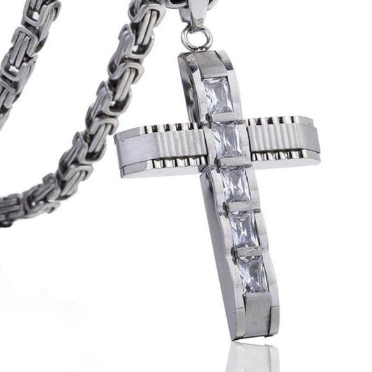 Men's Cross Byzantine Chain Necklace