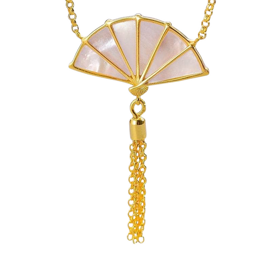Folding Fan with Tassel Necklace