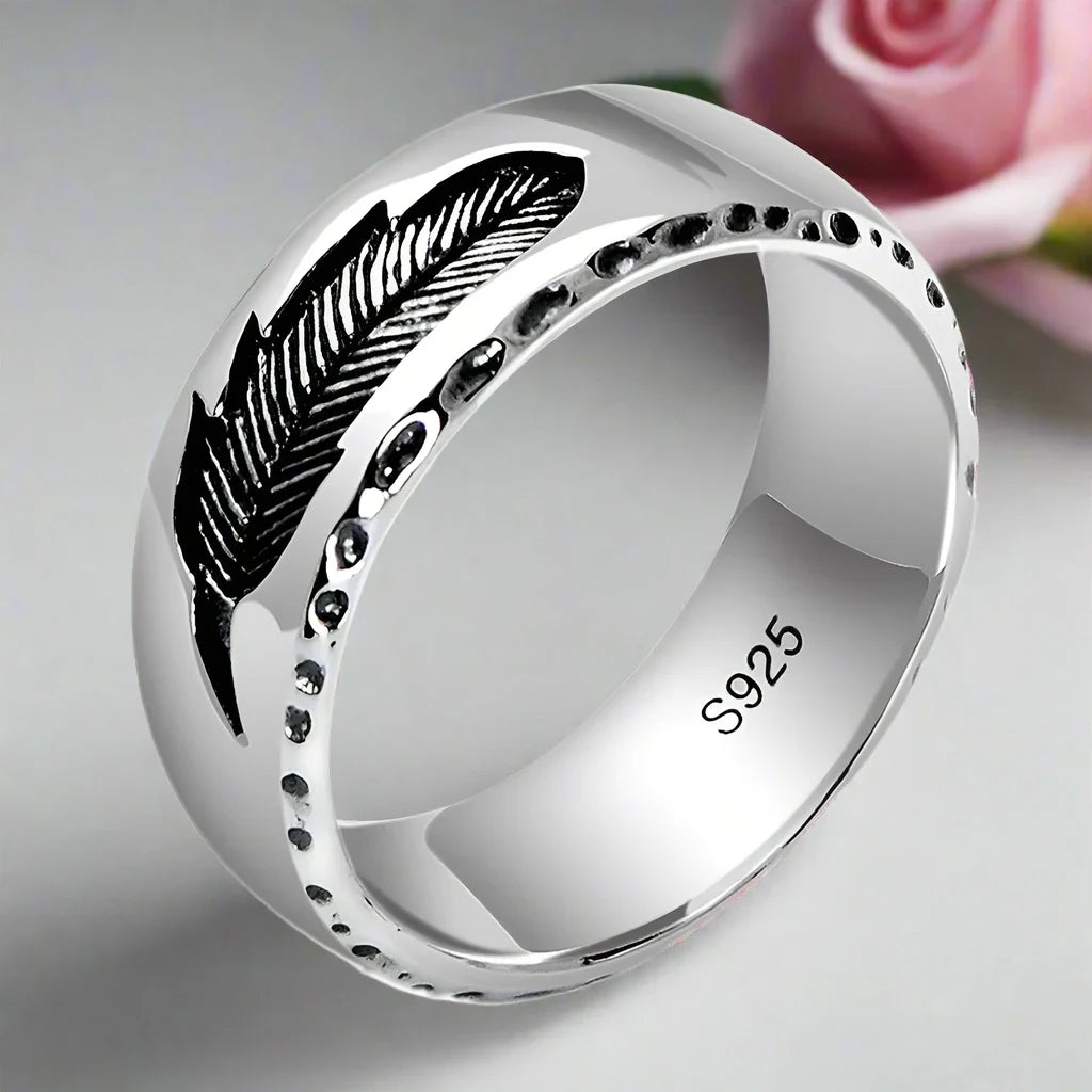 Creative Feather Men's Wedding Band