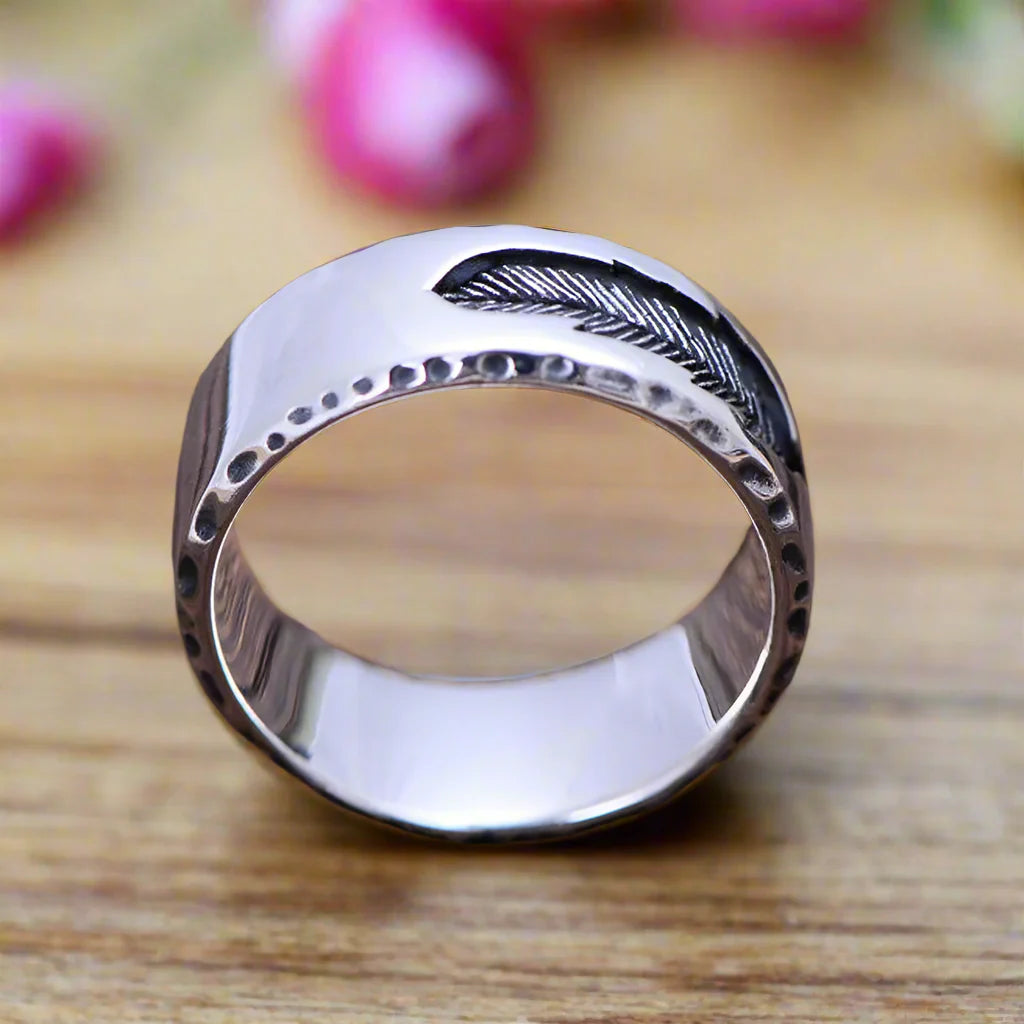 Creative Feather Men's Wedding Band