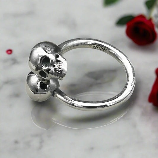 Double Skull Retro Punk Ring