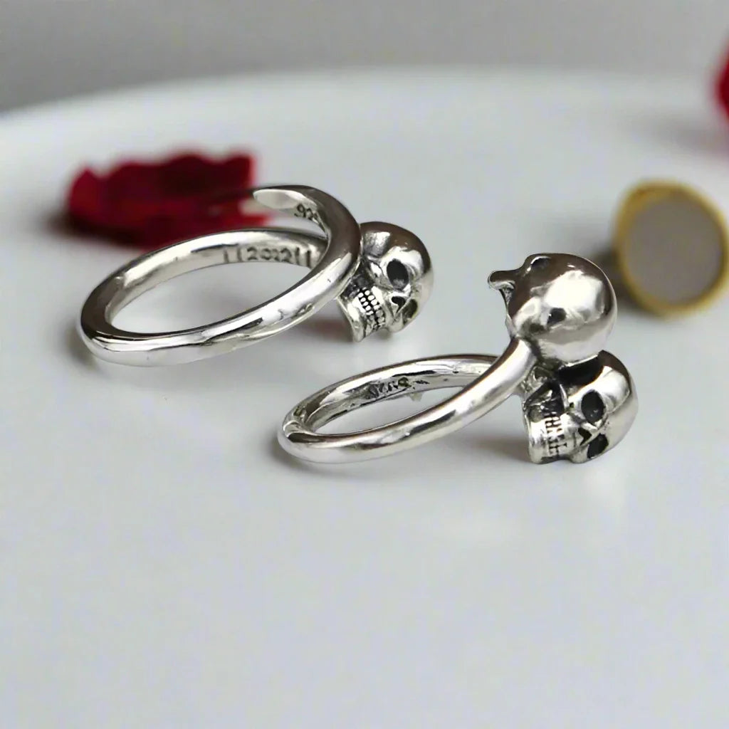 Double Skull Retro Punk Ring