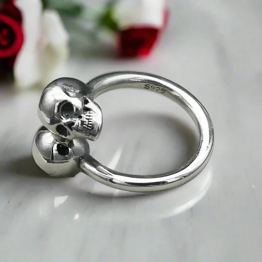 Double Skull Retro Punk Ring