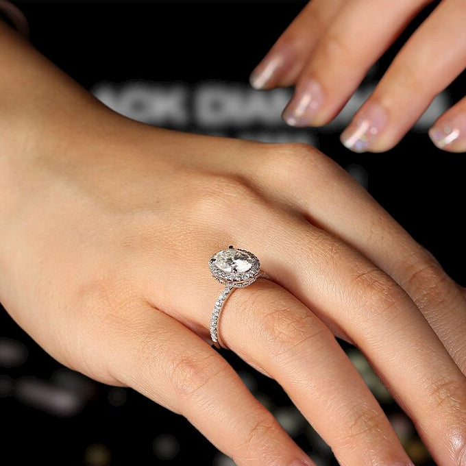Oval Cut Halo Diamond 14k White Gold Engagement Ring