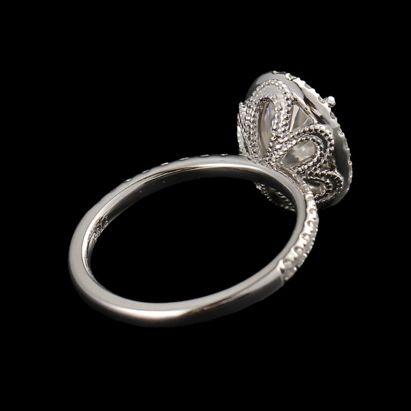 Oval Cut Halo Diamond 14k White Gold Engagement Ring