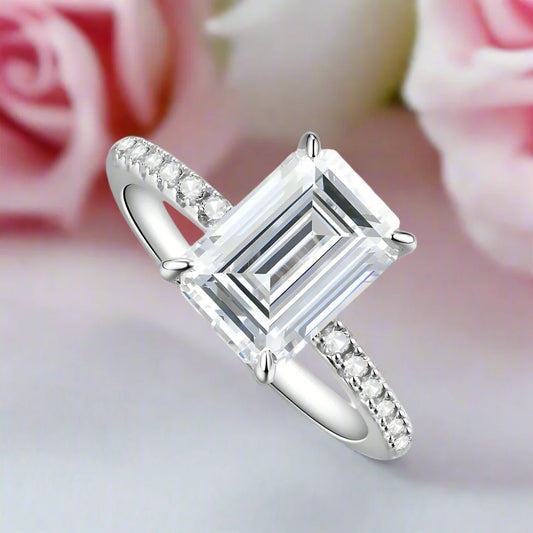 Emerald-cut Diamond Half-eternity Engagement Ring