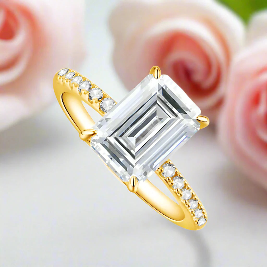 Emerald-cut Diamond Half-eternity Engagement Ring