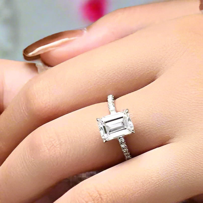 Emerald-cut Diamond Half-eternity Engagement Ring