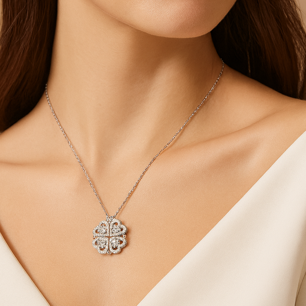 Four Leaf Clover Heart Change Necklace