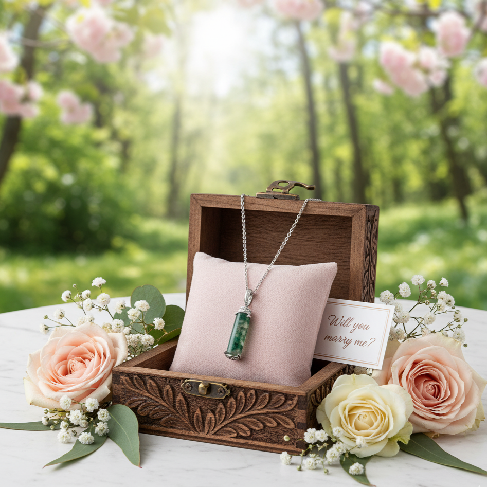 Natural Moss Agate Pendant Necklace