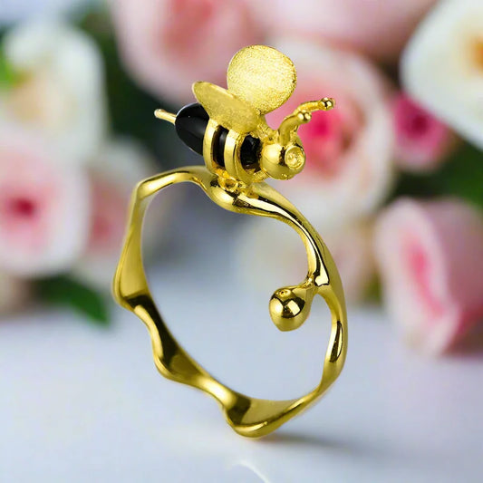 Handmade Bee and Dripping Honey Rings
