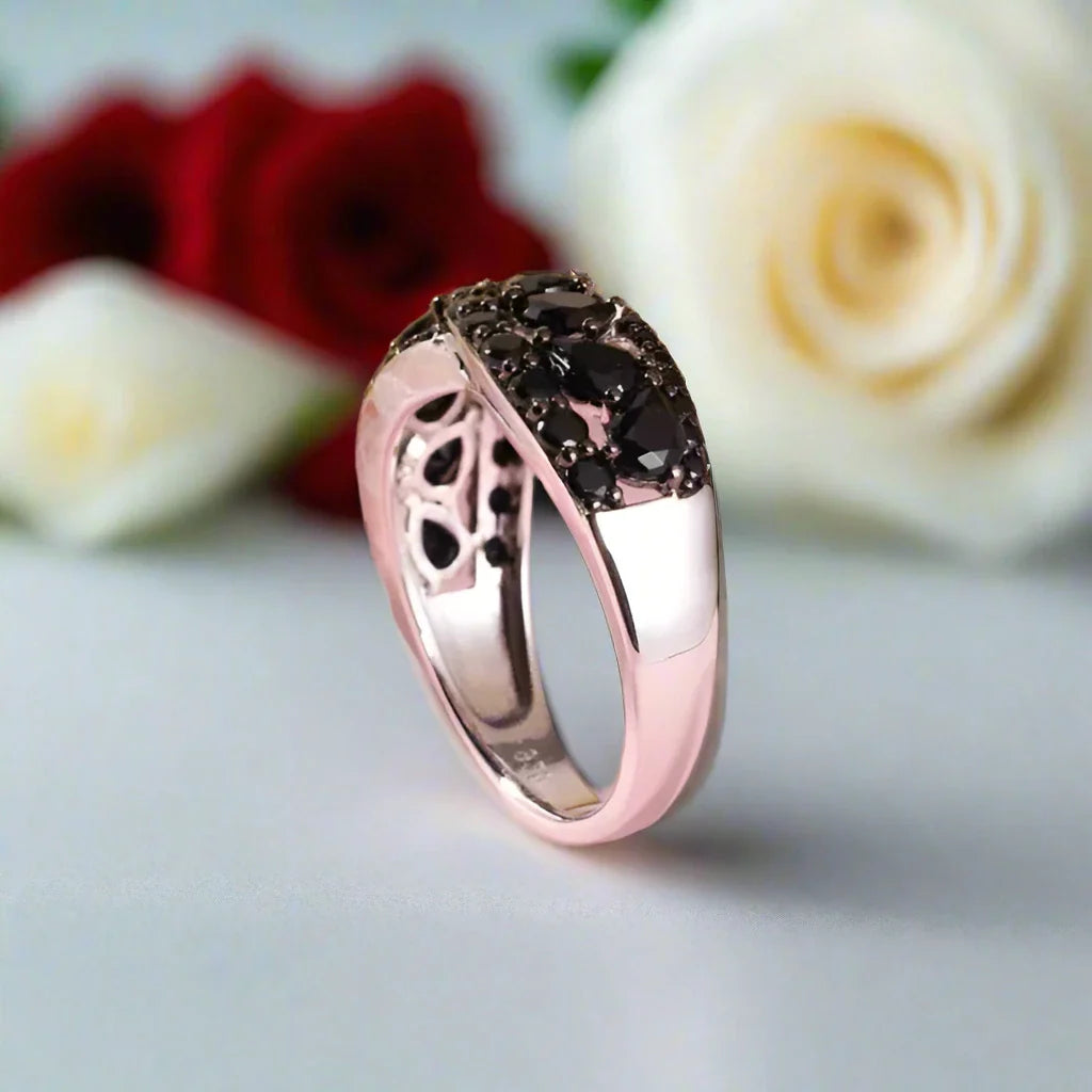 Infinity Pear-cut Natural Black Spinel Ring