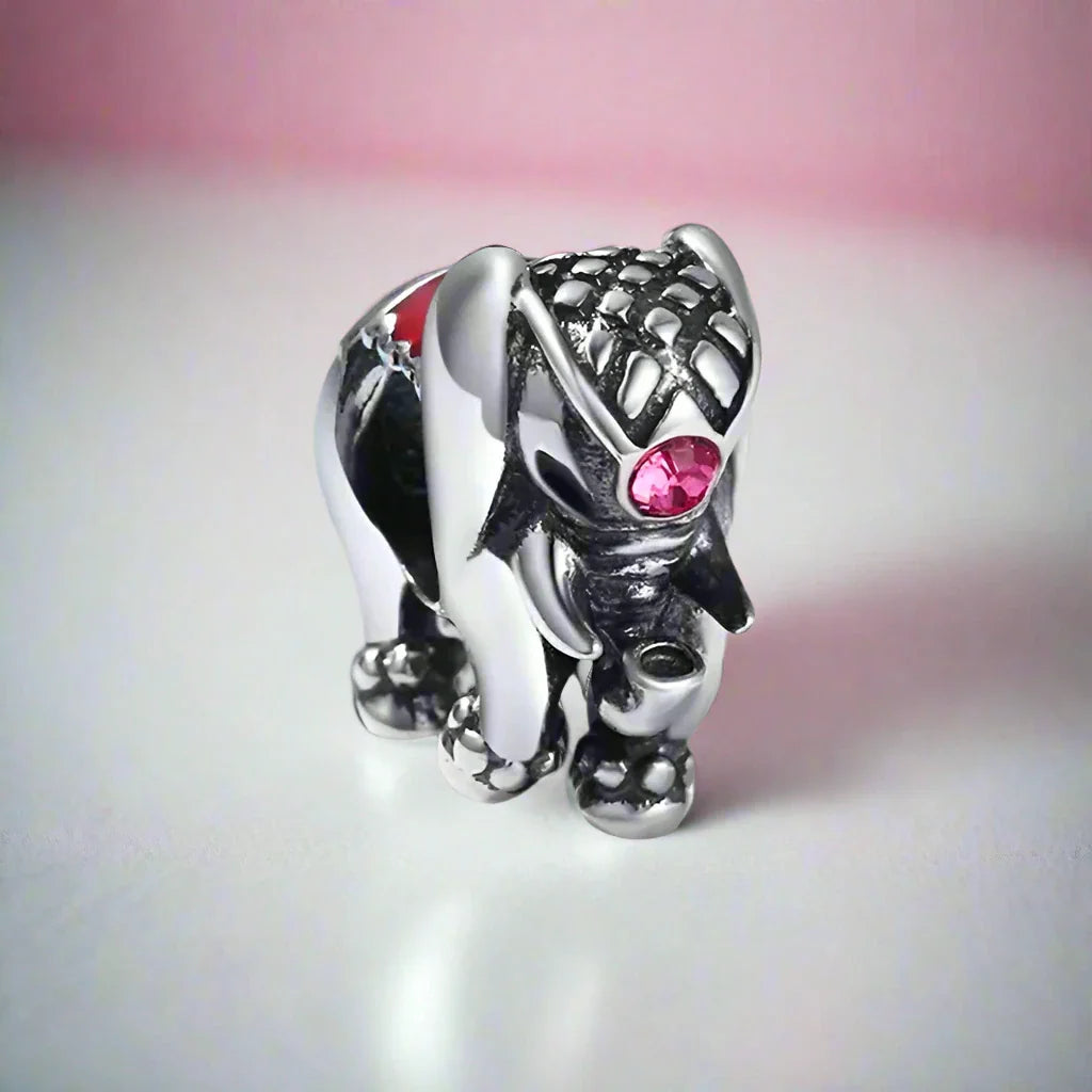 Charming Circus Elephant with Pink Diamond Charm