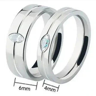 Pear-cut Diamond Stainless Steel Glossing Couple Ring