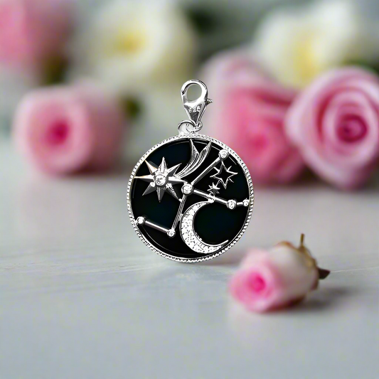 Moon and Stars Constellation Round Pendant