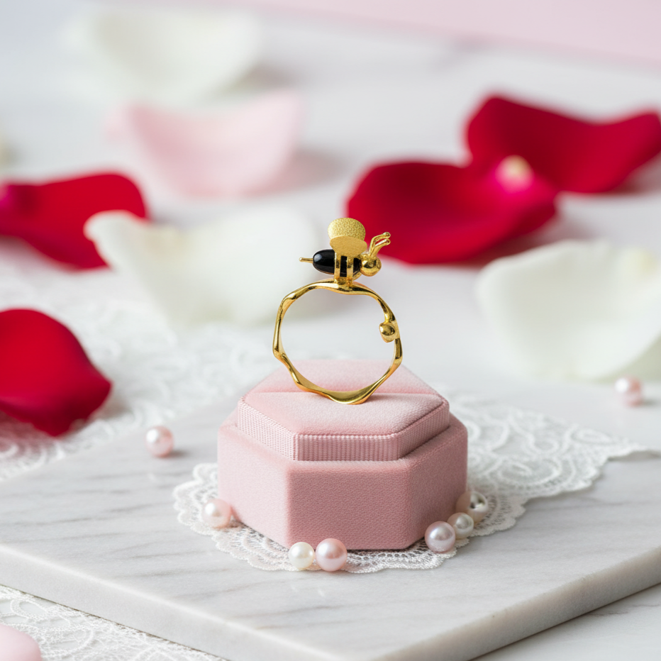 Handmade Bee and Dripping Honey Rings