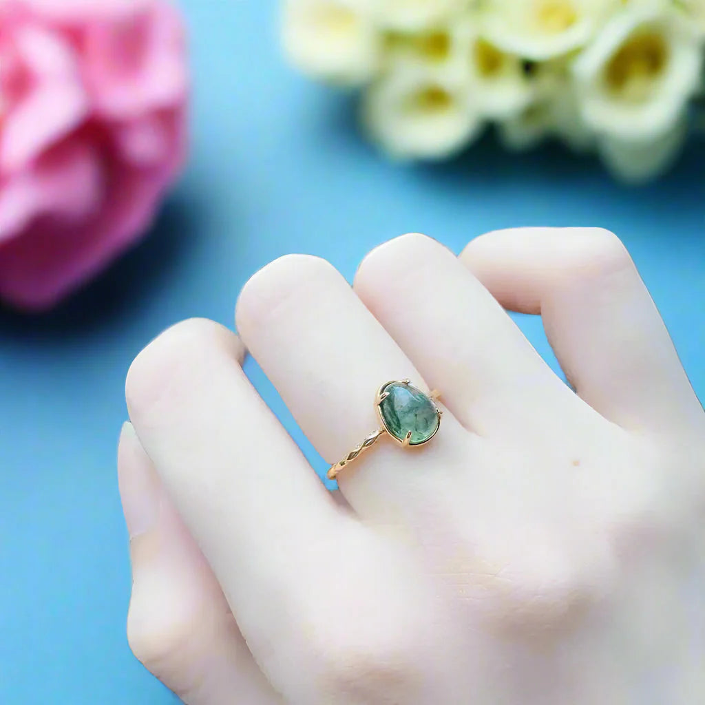 Natural Moss Agate Vintage Ring