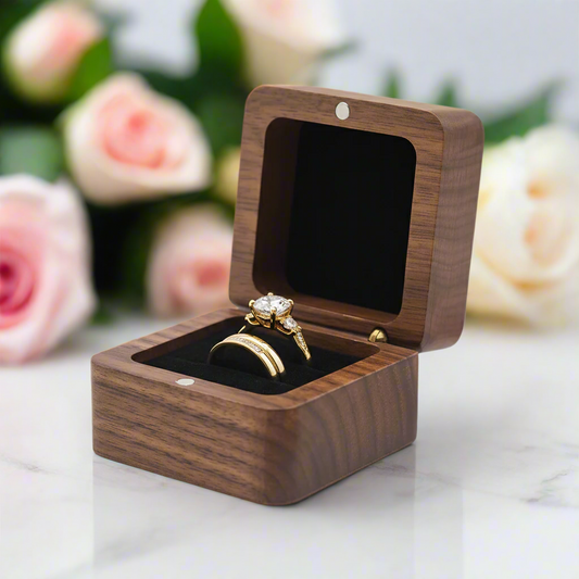 Personalized Wooden Wedding Ring Box Double Slots