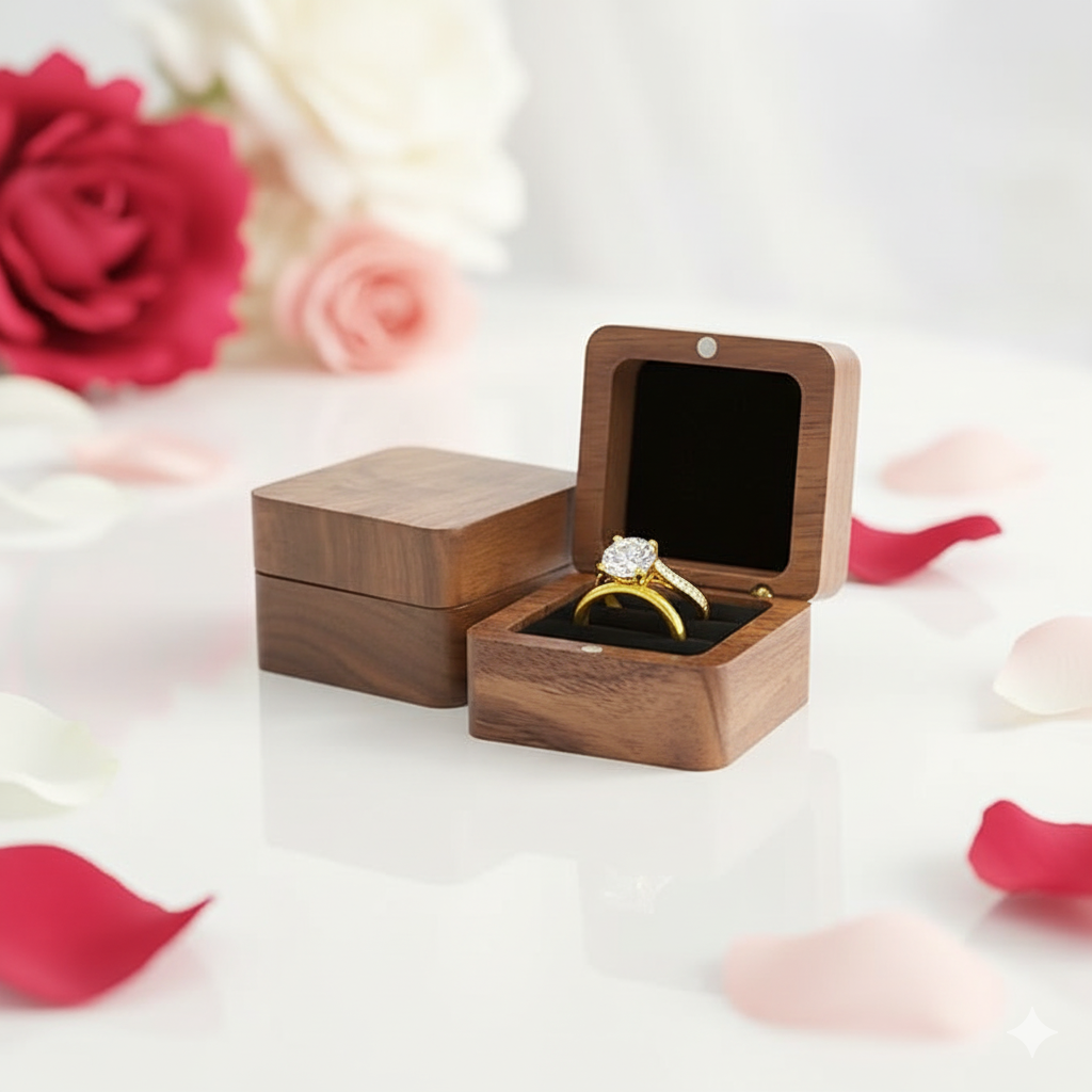 Personalized Wooden Wedding Ring Box Double Slots