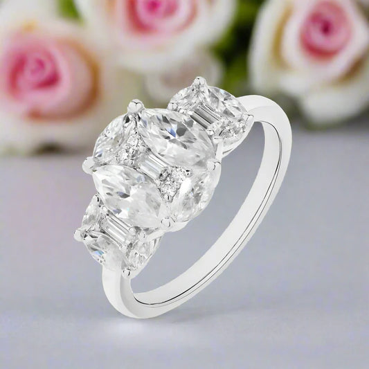 Marquise-cut Diamond Multi-stone Engagement Ring