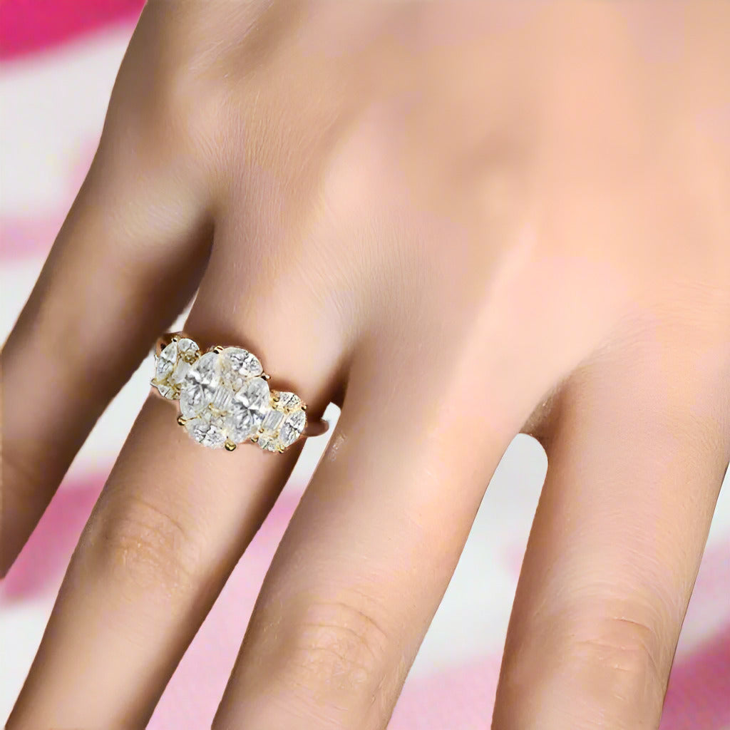 Marquise-cut Diamond Multi-stone Engagement Ring
