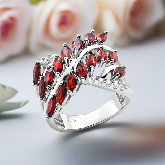 Marquise-cut Garnet Gemstone Geometric Ring