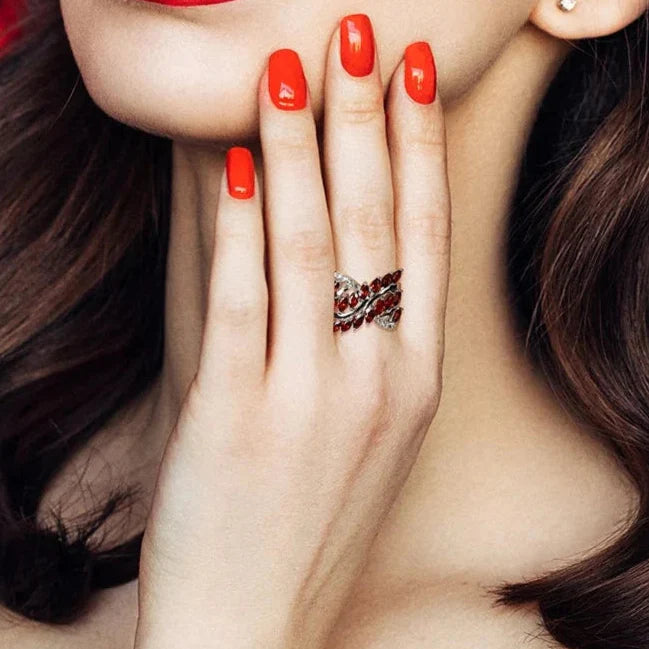 Marquise-cut Garnet Gemstone Geometric Ring