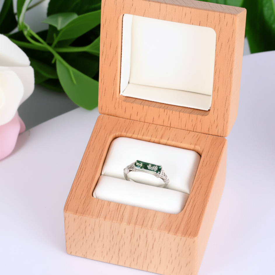 Natural Moss Agate Split Shank Ring