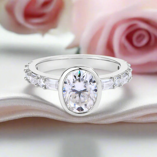 Oval-cut 2.0 Ct Sparkling Diamond Engagement Ring