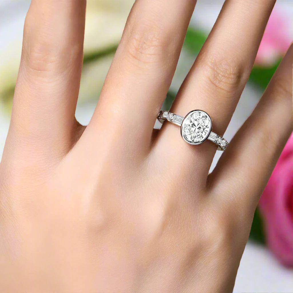 Oval-cut 2.0 Ct Sparkling Diamond Engagement Ring