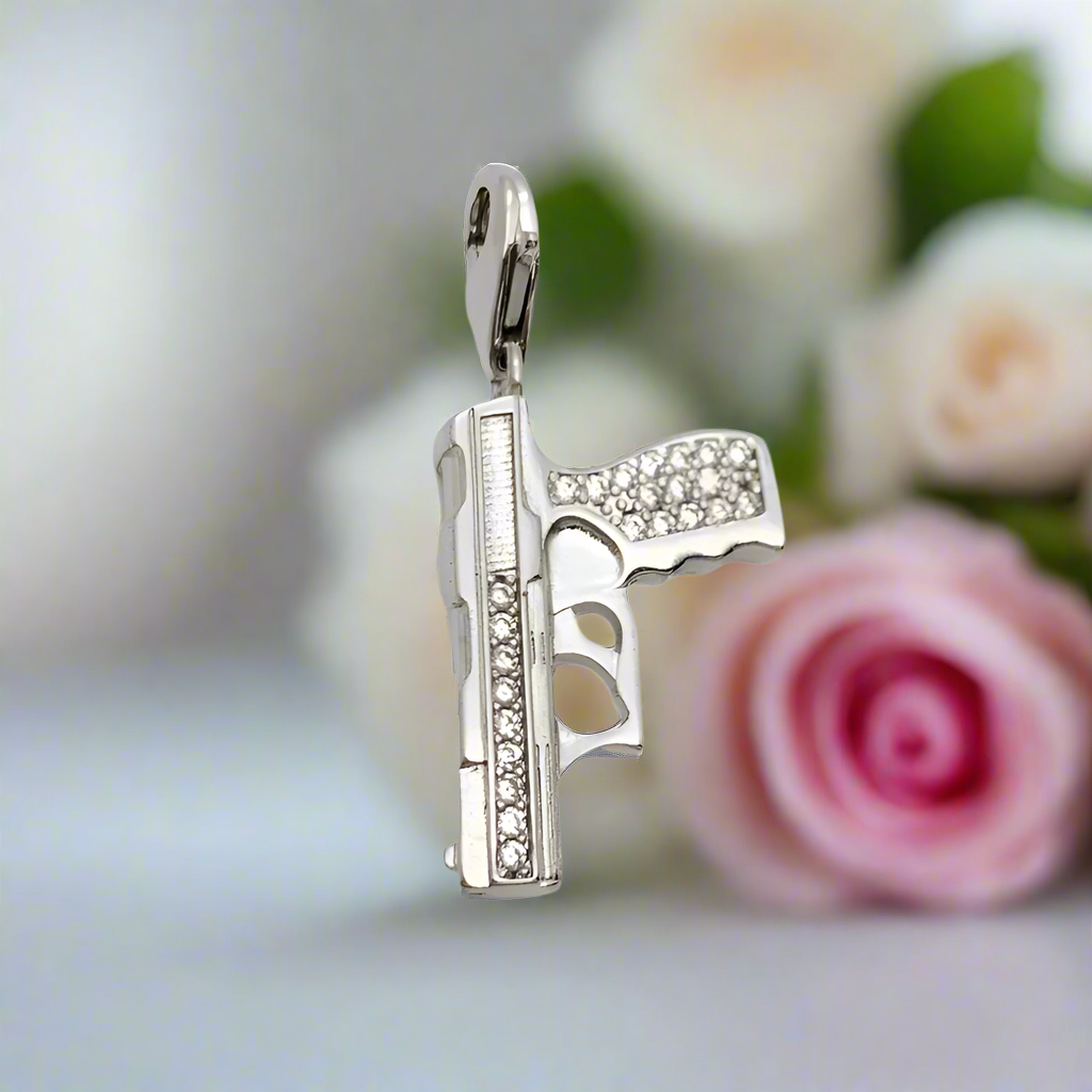 Pistol Gun Diamond Punk Charm Pendant