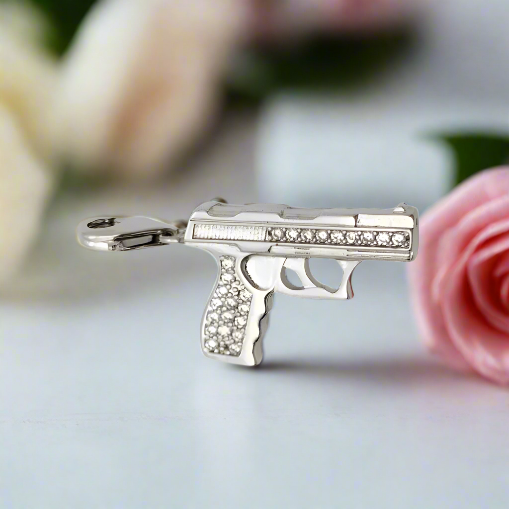 Pistol Gun Diamond Punk Charm Pendant